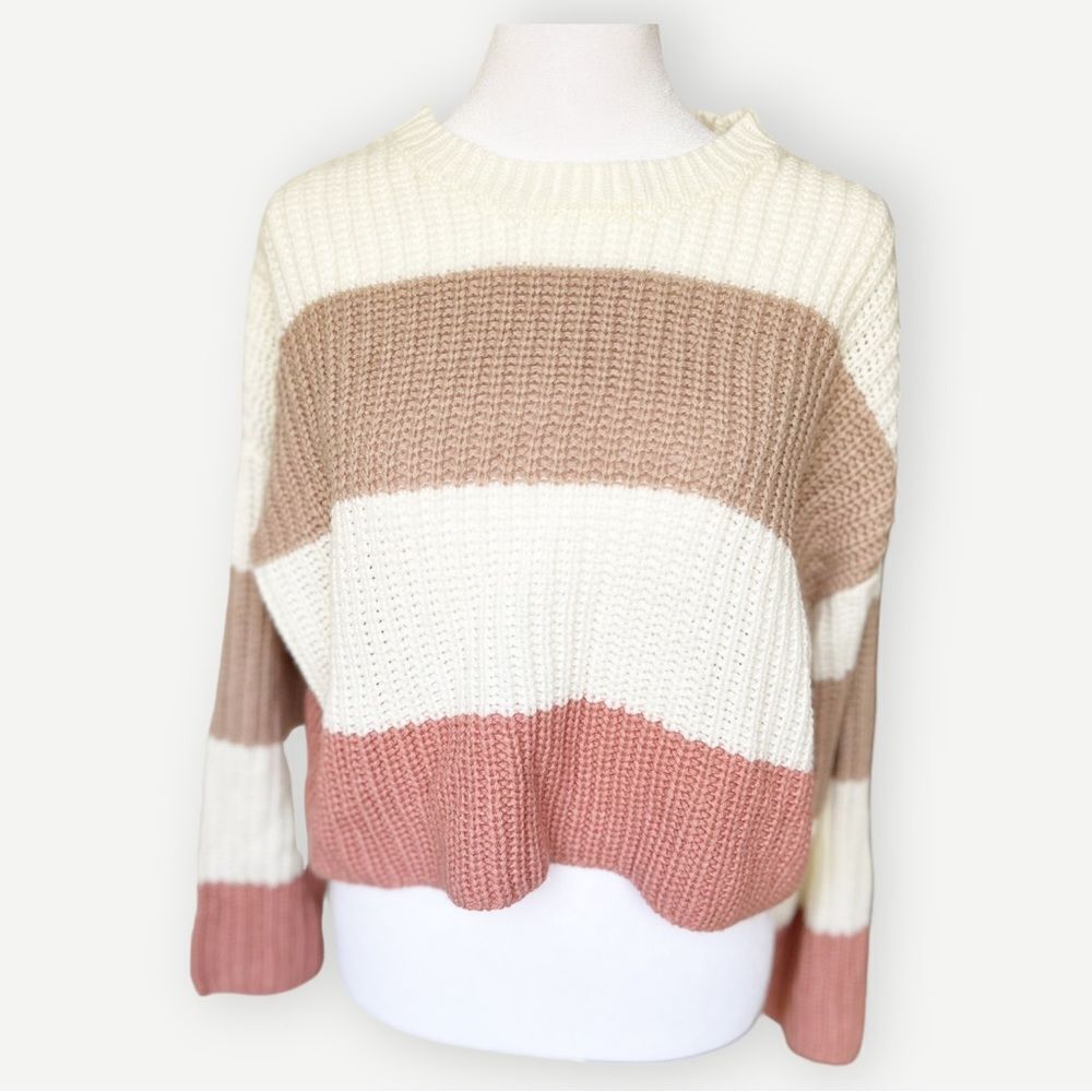 Sincerely Jules Striped Colorblock Slouchy Boxy Pullover Long Sleeve Sweater. XS